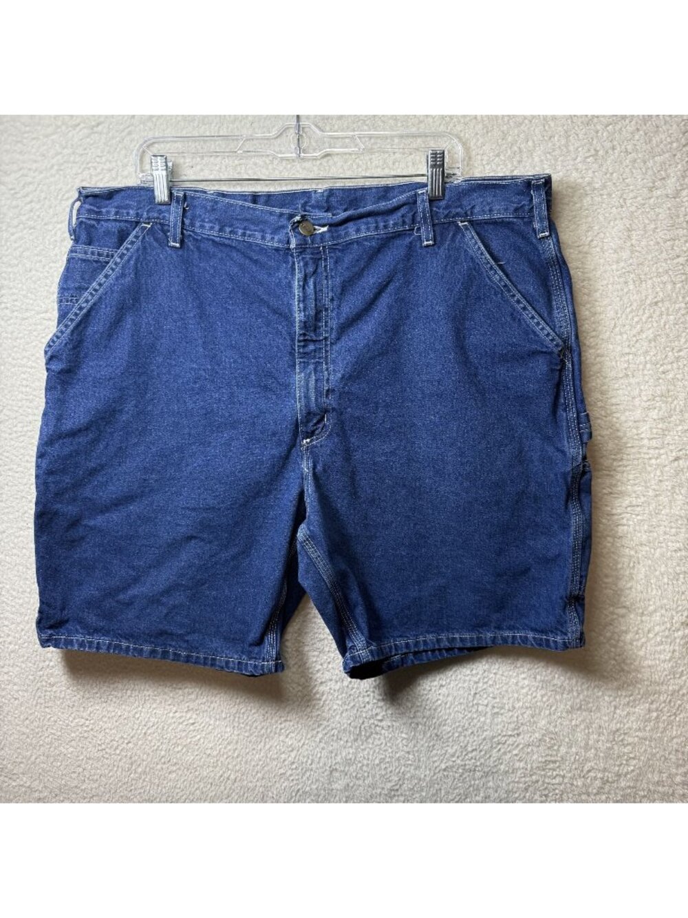 Carhartt Mens Vintage Denim Carpenter Shorts Size 42 Blue Cotton Workwear